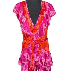 Le Superbe NWT Women's Aurora Flora Lil Flirt Floral Ruffle Mini Dress Tiered 12